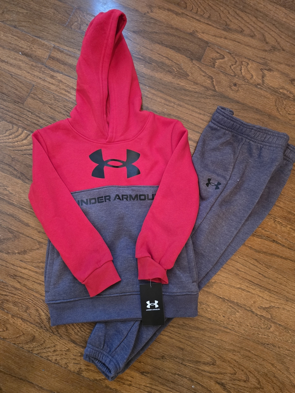 Under Armour Kids Red & Gray Hoodie and Joggers Set